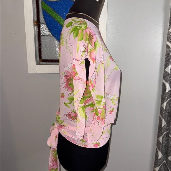 Soprano Vintage Y2K Off The Shoulder Silky Feel Floral Blouse SZ Small - Picture 6 of 8